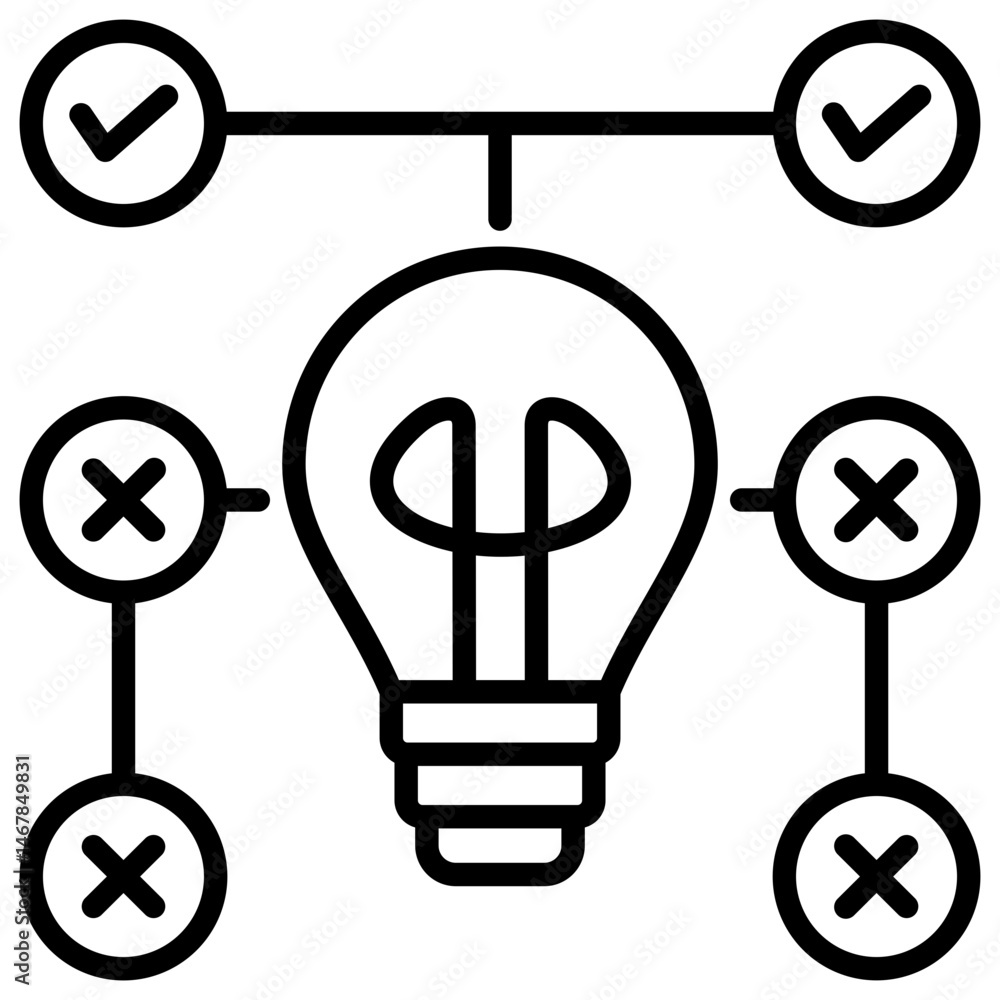 Poster trial and error line icon