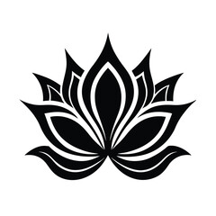 Simple and elegant black and white lotus flower vector illustration symbolizing purity and spirituality