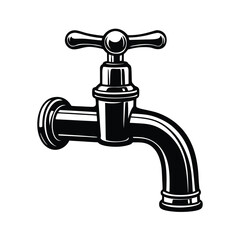 a minimalist wall mounted faucet vector art silhouette