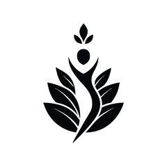 Abstract illustration of human form and nature integration ideal for wellness and meditation practices or logos