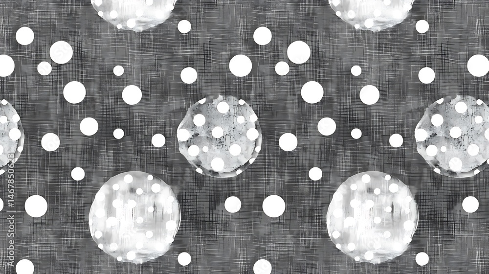 Aufkleber modern textured pattern with white polka dots and gray abstract shapes