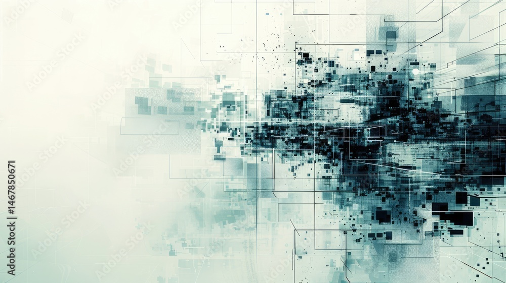 Poster this abstract digital background features geometric shapes and lines, creating a modern and innovati