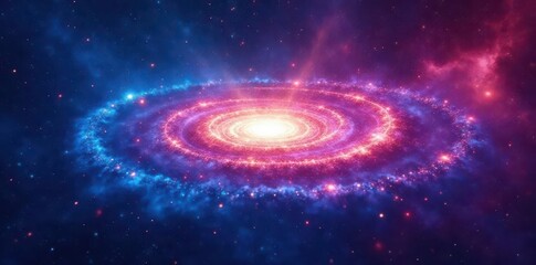 Cosmic swirl, blue nebula, red & purple galaxies, astronomy, light, magical
