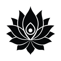 Elegant black and white lotus flower graphic symbolizing peace serenity and spiritual awakening concept design