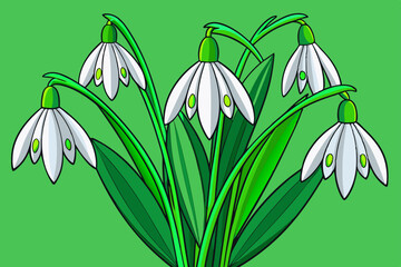 snowdrop flowers vector illustration