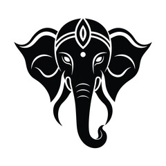 Elegant black and white vector illustration depicting the hindu god ganesha with detailed artistic styling