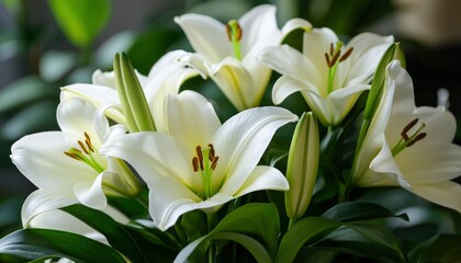 Obraz premium Elegant white lilies close-up