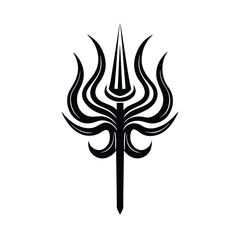 Elegant black and white trishul silhouette illustrating the weapon of lord shiva symbolizing power and protection