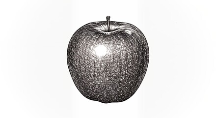 Detailed grayscale apple drawing