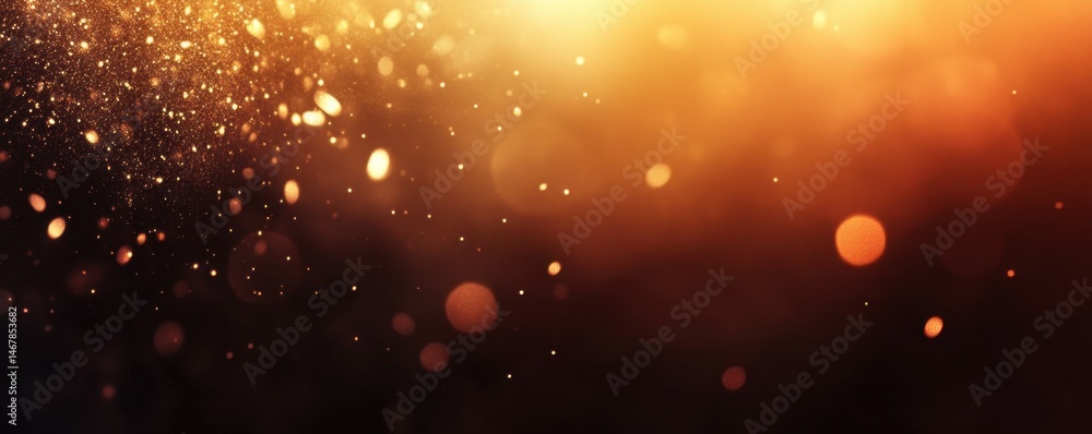 Poster golden light abstract with bokeh effect