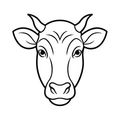 portrait of a dairy cow line art vector silhouette