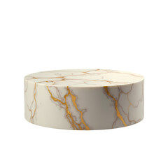 Elegant Marble Texture Background Gold Veined White Cylinder isolated on transparent background