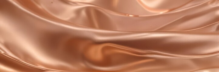 Fototapeta premium Abstract rose gold liquid metal, wavy texture with shimmering shine , modern, metallic background
