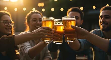Cheers at Sunset: Friends Celebrating International Beer Day