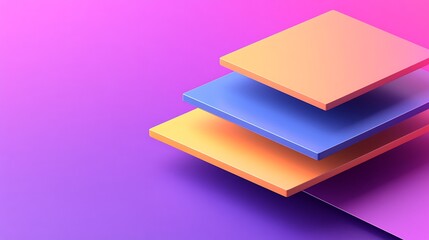 Stacked squares, vibrant colors, abstract design