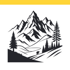 Obraz premium vector illustration of a mountain landscape