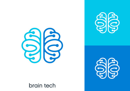 brain logo design. neuron technology medical health vector design concept