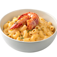 Creamy Lobster Macaroni with Chees on white bowl on white background
