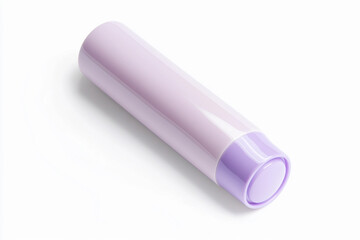 Glossy soft purple cosmetic tube on white background Generative AI