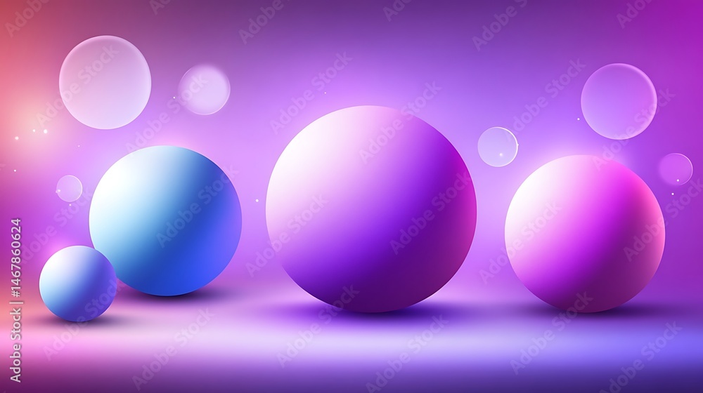 Poster abstract spheres in soft gradient colours
