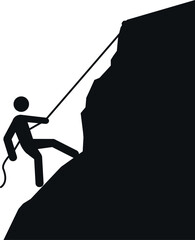 Mountain climb icon. A person climbing rock. Sport signs and symbols.