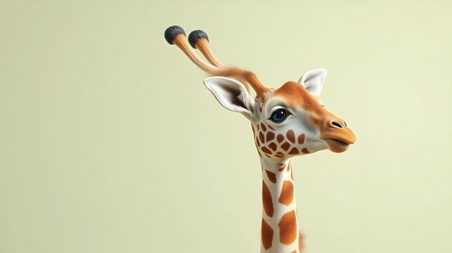 Cute animal babay giraffe on background. Studio shot.