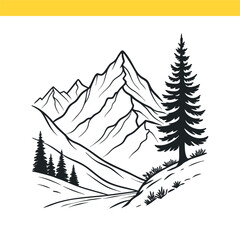 Obraz premium vector illustration of a mountain landscape