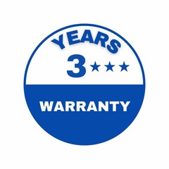 3 years Warranty stamp, logo, label, tag, design, icon for advertising, marketing and promotion 
