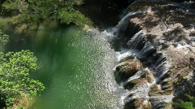 Bonito in Mato Grosso do Sul, waterfalls, rivers, nature destinations. Aerial view.