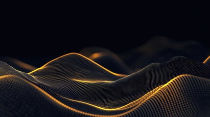 Abstract gold wave pattern on dark background
