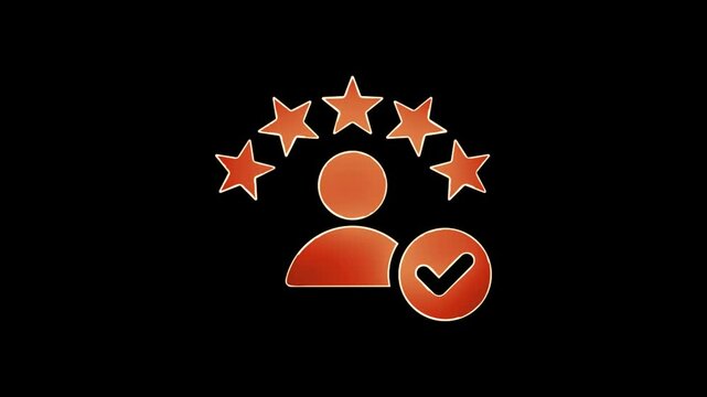 Man star rating animation neon video.