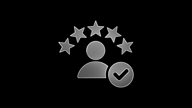 Man star rating animation neon video.