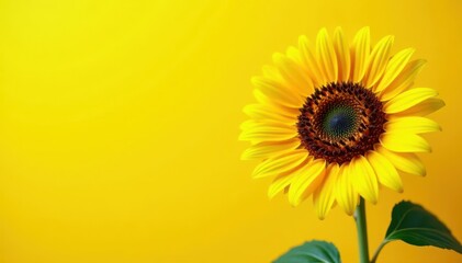 Vibrant sunflower against sunny yellow backdrop, nature, sun