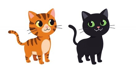 Obraz premium Two cute cartoon cats