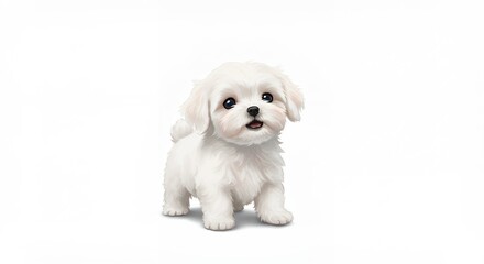 Obraz premium White maltese puppy figurine isolated on white background