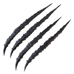 Unique black claw marks on a surface showing texture and detail