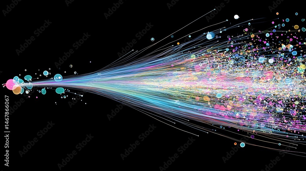 Poster abstract stream of light and color explosion