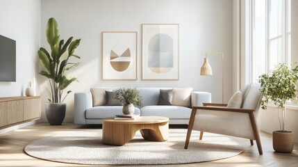 Sophisticated living area showcasing refined design and tranquil atmosphere