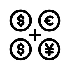 Obraz premium Finance Black Style icon Vector pictograms of currency symbols, investment chart, financial services, piggy bank, money, wallet, banking tools, dollar silhouette.