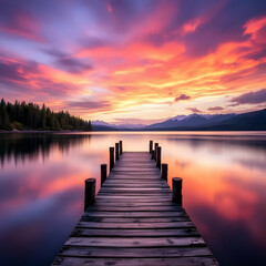 Fototapeta premium sunset on the lake