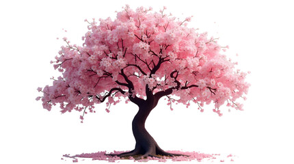 Obraz premium The stunning cherry tree stands tall and proud against a clear, transparent background, allowing its beauty to shine through.Generative AI. Pink blossom leaves in floral nature branch in japan garden
