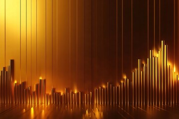 Golden bars glow, reflecting on a polished floor, against a warm backdrop