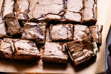 Cheesecake brownies, cream cheese filled chocolate sheet cake