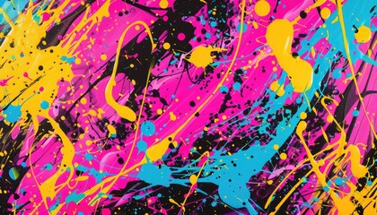 The abstract splash painting colored by vivid shade of oil color stained on the canvas express contemporary style from paint. Modern wallpaper brush vibrant watercolor with seamlessly pattern. AIG61.
