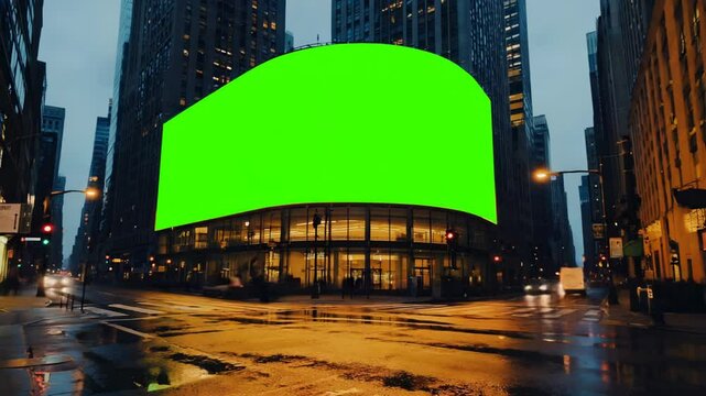 4k video of green screen digital billboard.