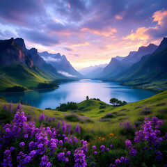 sunset over the mountains