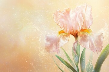 Delicate pastel iris flower with luminous bokeh effect.