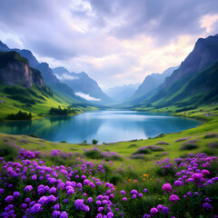 lake in the mountains in summer