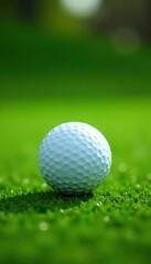 Obraz premium A pristine golf ball rests on a lush green putting surface , sports equipment, game