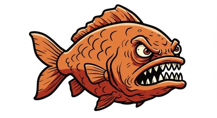 Angry cartoon fish illustration